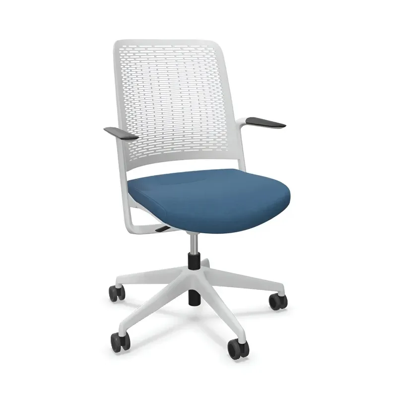 Office chair Sitag WithMe with fixed armrests, Blue/Light grey, New, Ergonomic chair - ideal for flexible working