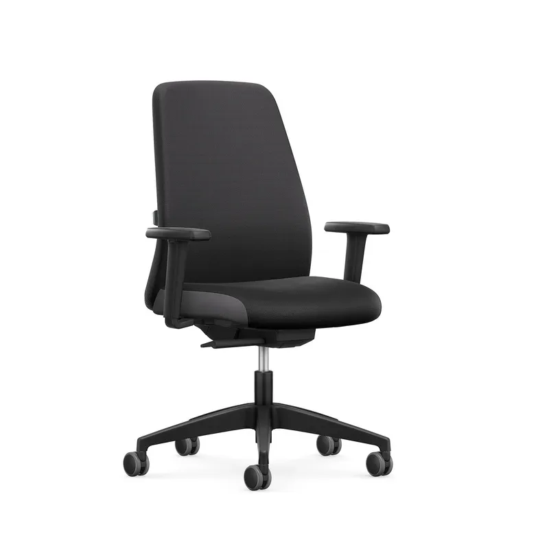 Interstuhl EVERYis1 office chair with upholstered backrest, with 2D armrests Black/Black, New