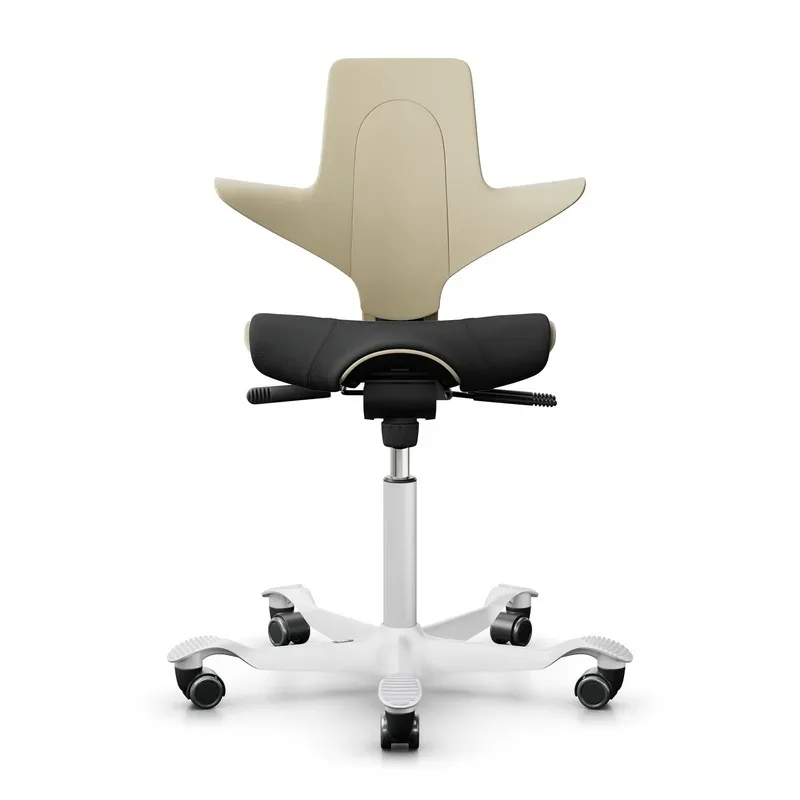 Saddle chair HAG Capisco Puls 8020, Yellow-black/White, New, Ergonomic chair - ideal for flexible working