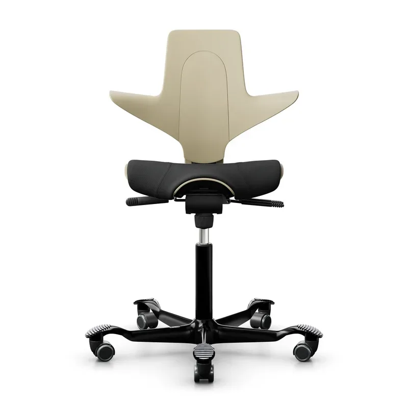 Saddle chair HAG Capisco Puls 8020, Yellow-black/Black, New, Ergonomic chair - ideal for flexible working