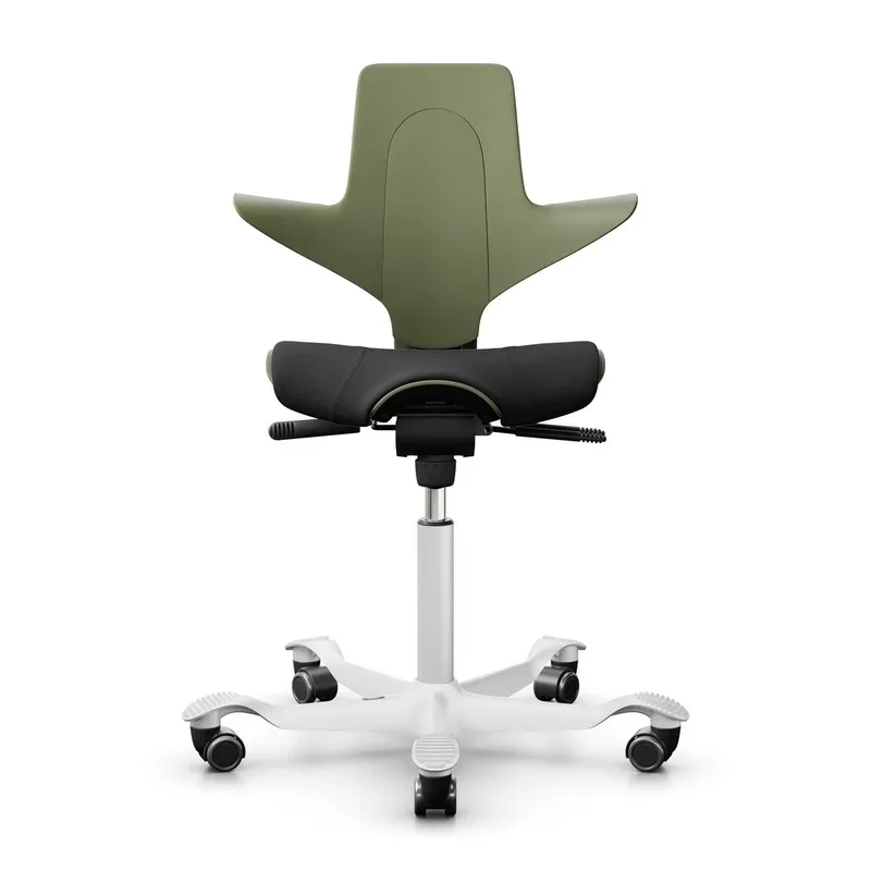 Saddle chair HAG Capisco Puls 8020, Green-black/White, New, Ergonomic chair - ideal for flexible working