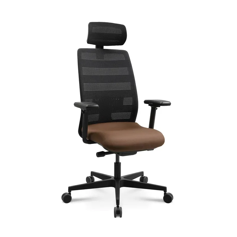 Swivel chair  Tradingzone Air with headrest & with 3D armrests Brown, New, Ergonomic chair - ideal for flexible working
