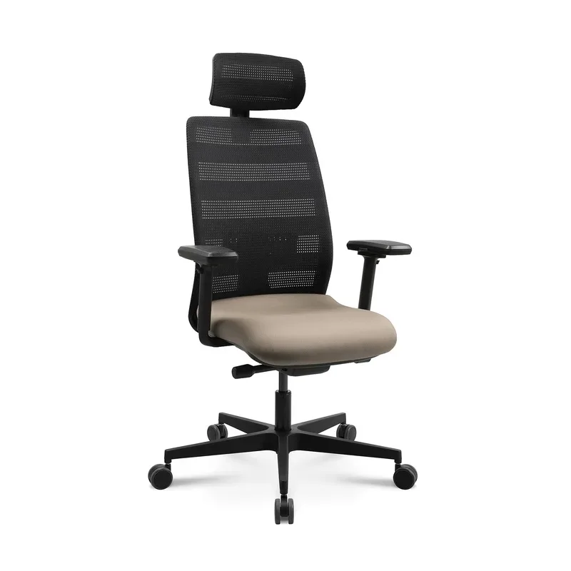 Swivel chair  Tradingzone Air with headrest & with 3D armrests Beige, New, Ergonomic chair - ideal for flexible working
