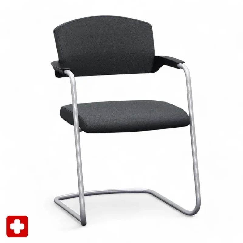 Sitag EL100 cantilever conference chair Anthracite with fixed armrests, Free swinging, New - Perfect for visitors and guests