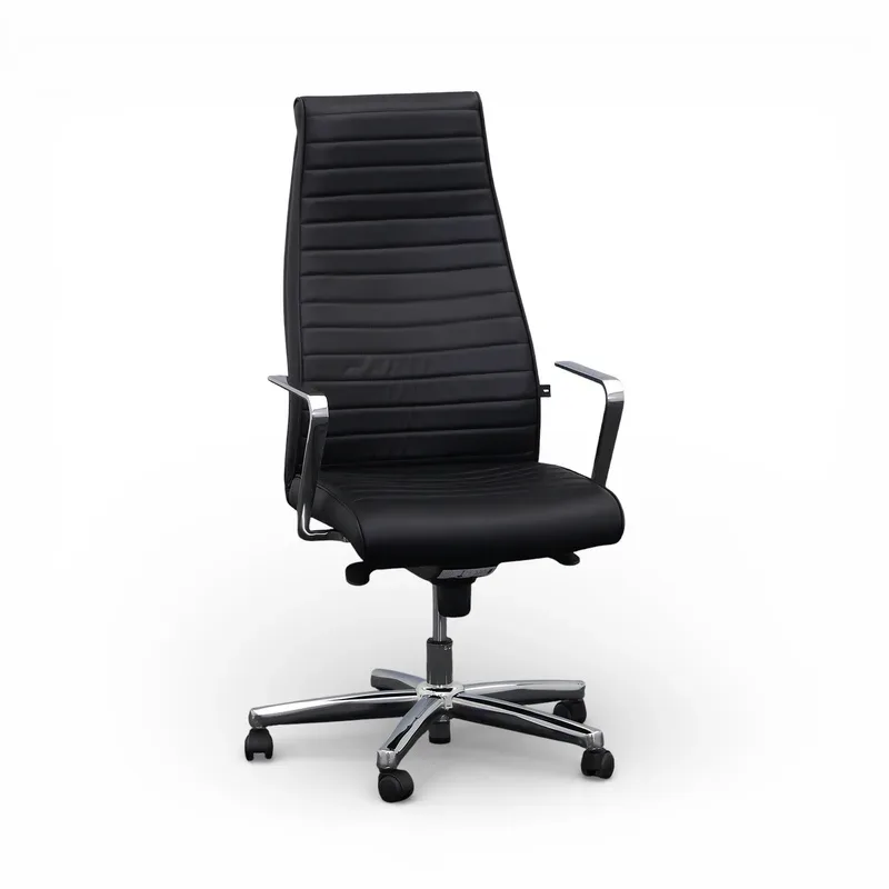 Elegant Chairman X leather executive chair with ring armrests, Black, New, Ergonomic chair - ideal for flexible working
