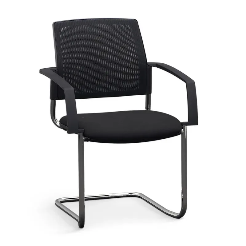 Cantilever Chairzone Self One Visit 30 Black with fixed armrests, Free swinging, New - Perfect for visitors and guests