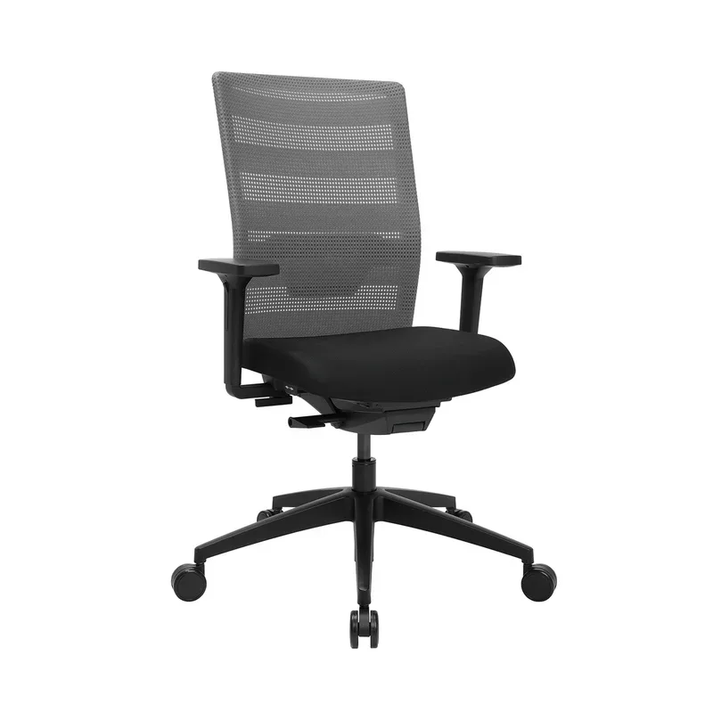 Topstar Bürostuhl AirWork, mit Armlehnen, Auto-Synchronmechanik, MuldensitzNetzrücken, grau/schwarz