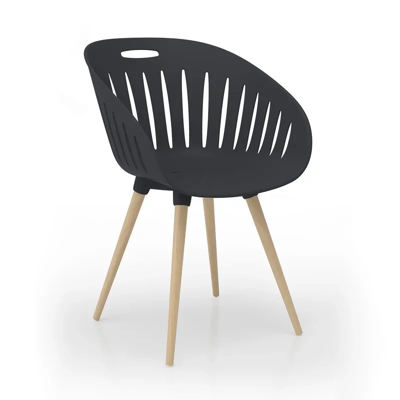 Outdoor-Stuhl Topstar T2023, 2 Stück, ergonomische Kunststoffschale, Füsse ein- und ausdrehbar, anthrazit
