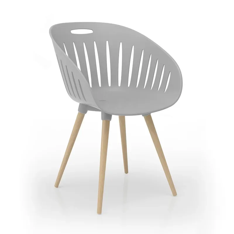Outdoor-Stuhl Topstar T2023, 2 Stück, ergonomische Kunststoffschale, Füsse ein- und ausdrehbar, hellgrau