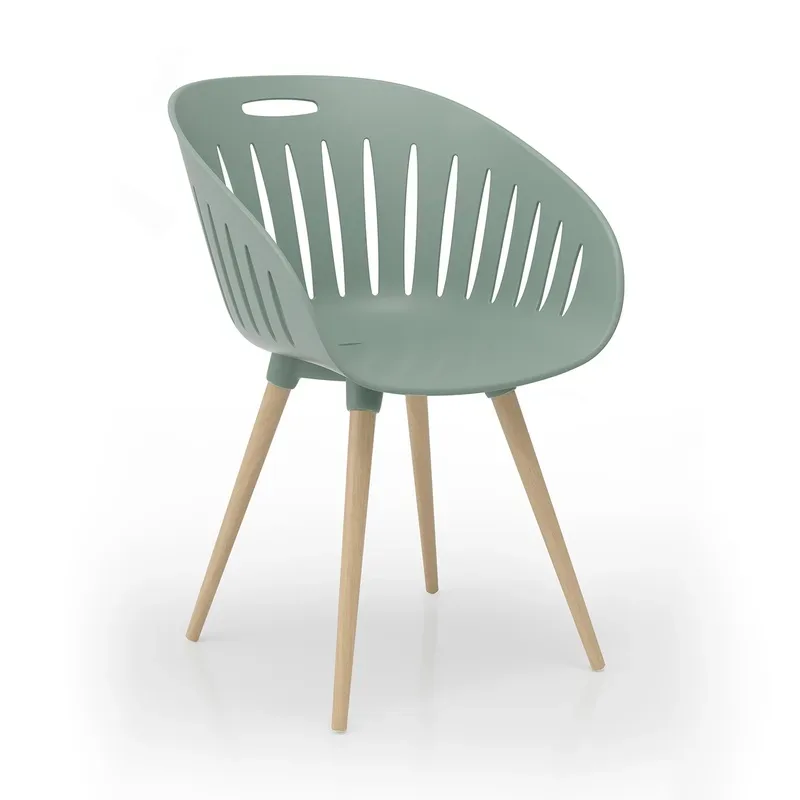 Outdoor-Stuhl Topstar T2023, 2 Stück, ergonomische Kunststoffschale, Füsse ein- und ausdrehbar, olive