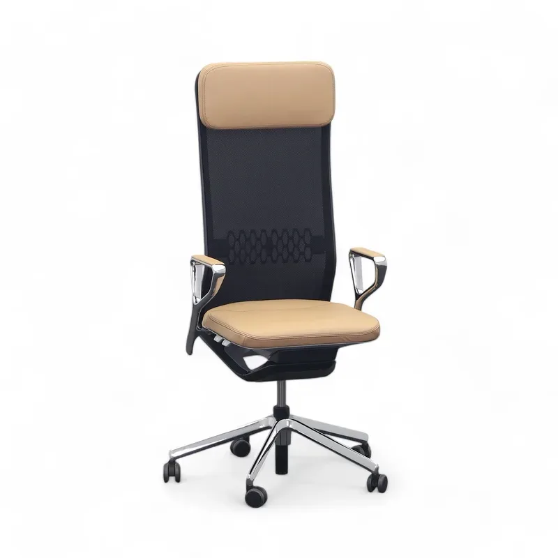 Executive chair SitagTeam Highback Mesh swissmade with ring armrests, Beige, New, Ergonomic chair - ideal for flexible working