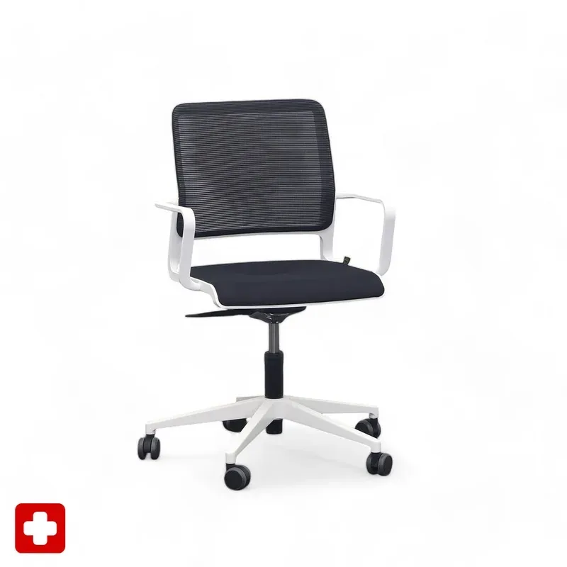 Conference chair Sitag SitagXilium Mesh with fixed armrests, Black, New - Ergonomic & height-adjustable