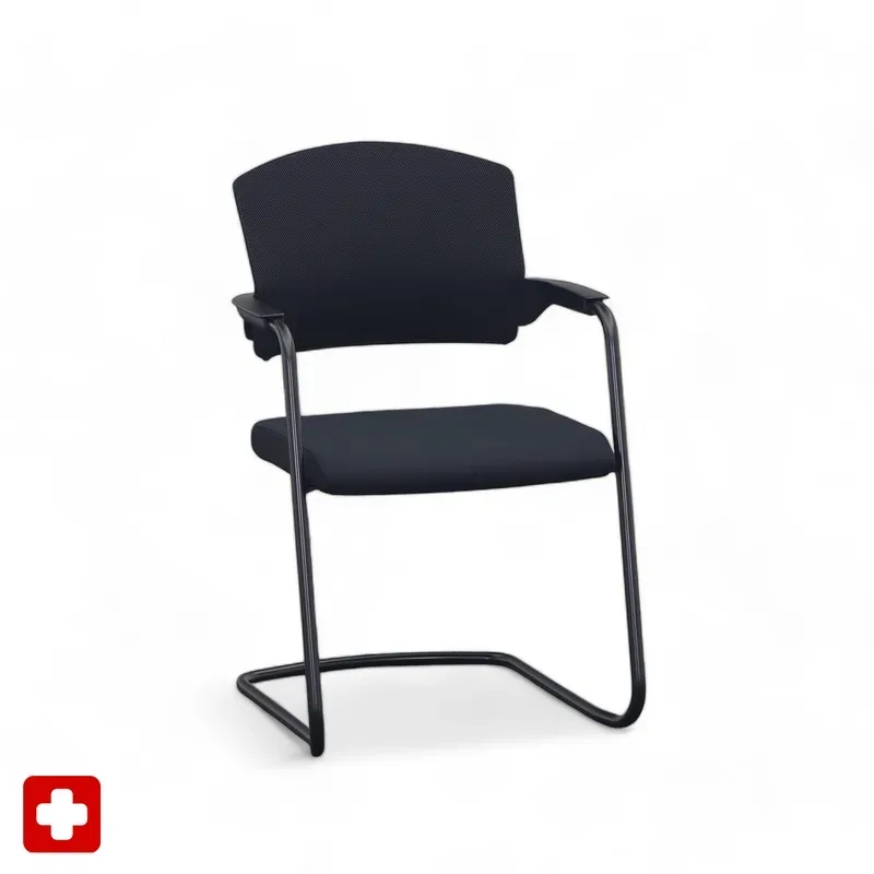 Cantilever Sitag EL100 Black with fixed armrests, Free swinging, New - Perfect for visitors and guests