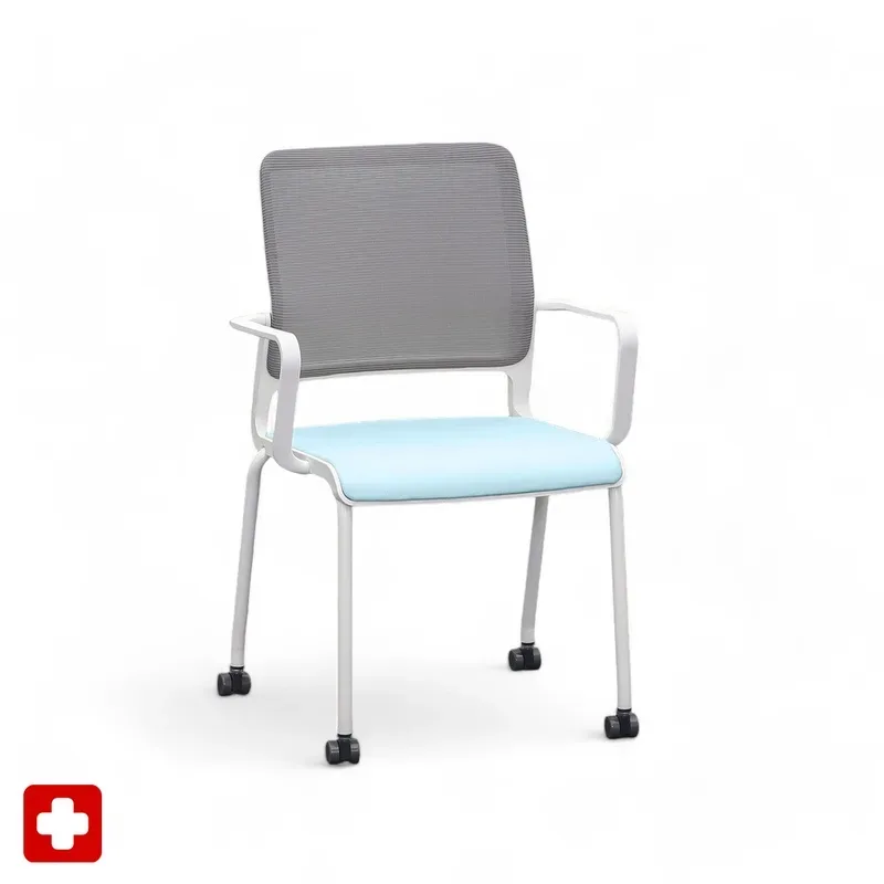 4-leg chairs Sitag SitagXilium Mesh Blue with fixed armrests, New - Perfect for office and reception