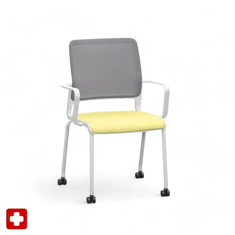 4-leg chairs Sitag SitagXilium Mesh Yellow with fixed armrests, New - Perfect for office and reception