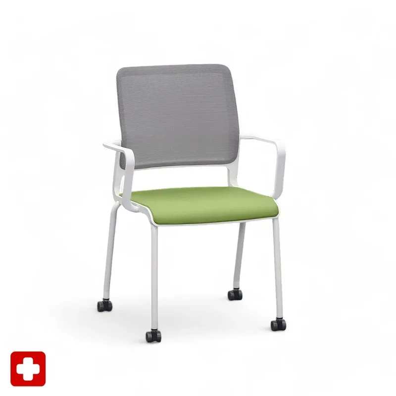 4-leg chairs Sitag SitagXilium Mesh Green with fixed armrests, New - Perfect for office and reception