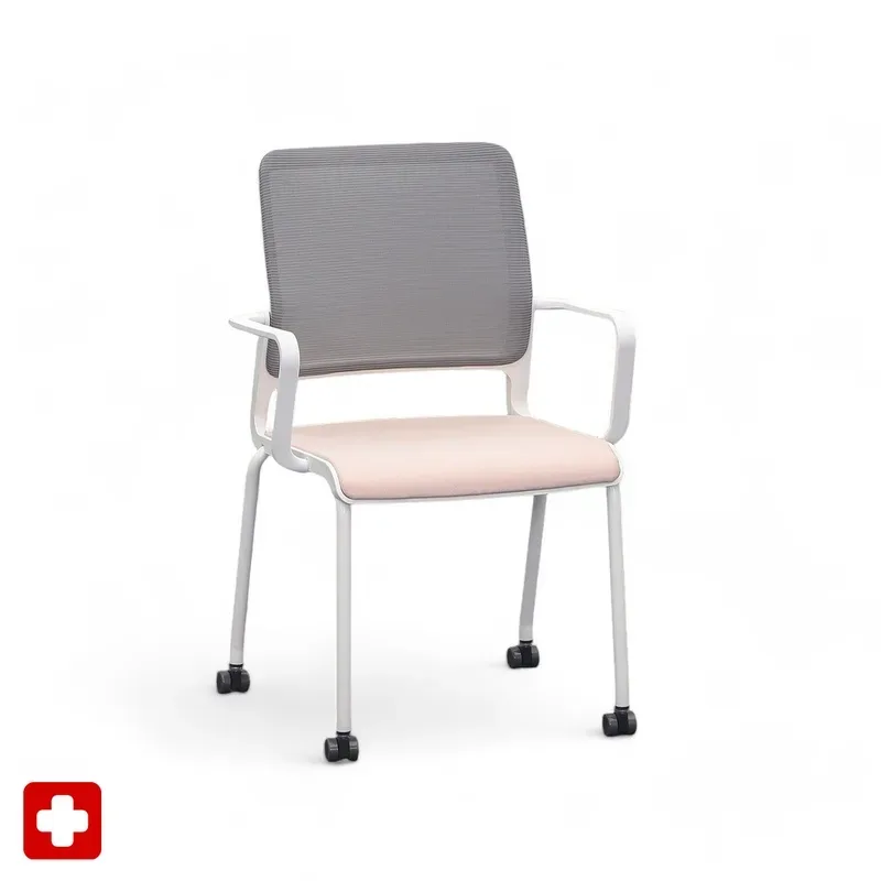 4-leg chairs Sitag SitagXilium Mesh Pink with fixed armrests, New - Perfect for office and reception