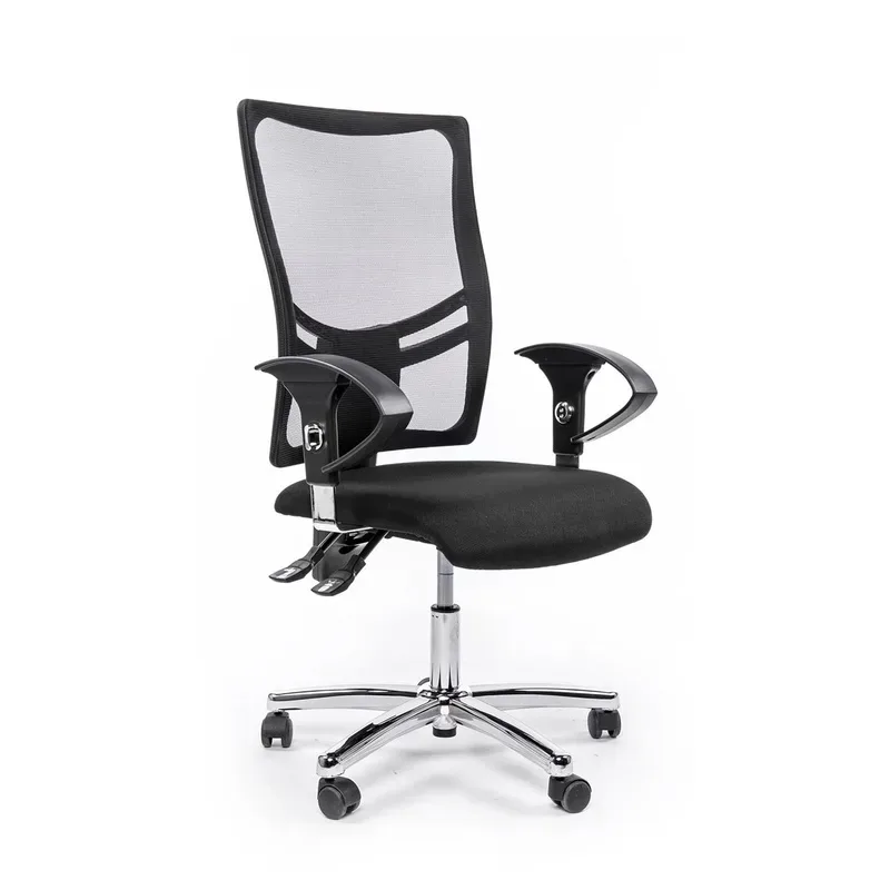 Office chair Topstar Net Point 10 with 1D armrests, Black/Chrome-plated, New, Ergonomic chair - ideal for flexible working