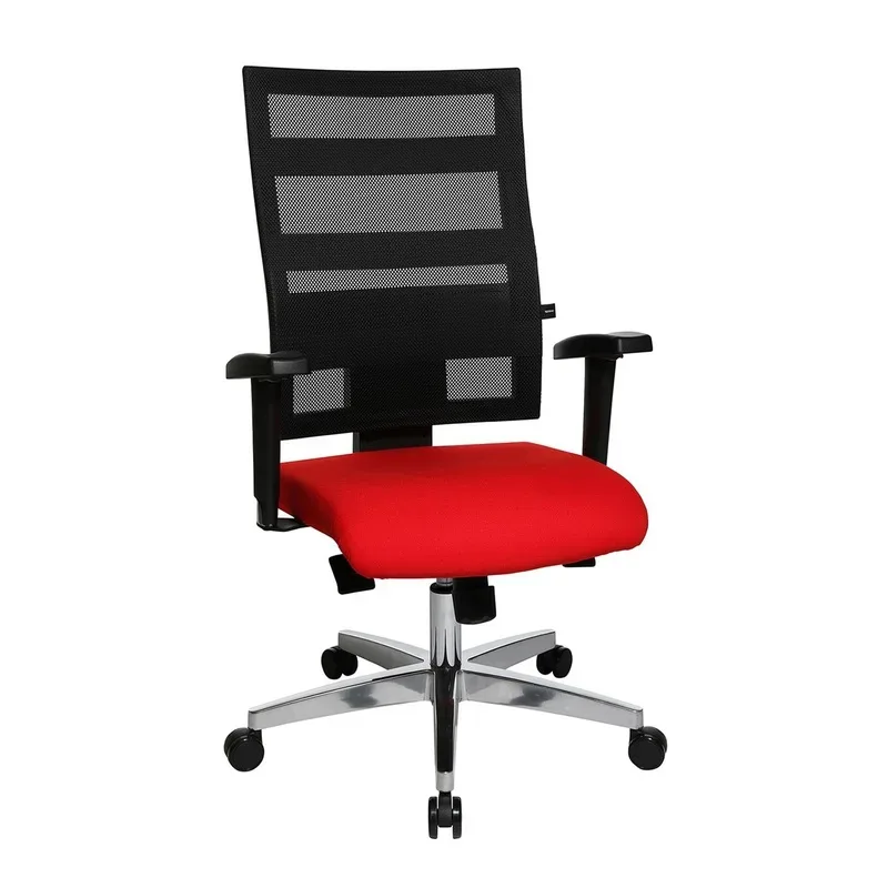 Office chair Topstar X-Pander with 1D armrests, Red/Chrome-plated, New, Ergonomic chair - ideal for flexible working