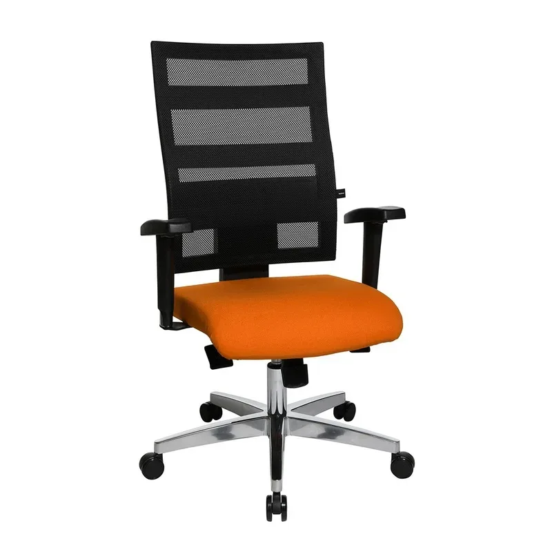 Office chair Topstar X-Pander with 1D armrests, Orange/Chrome-plated, New, Ergonomic chair - ideal for flexible working