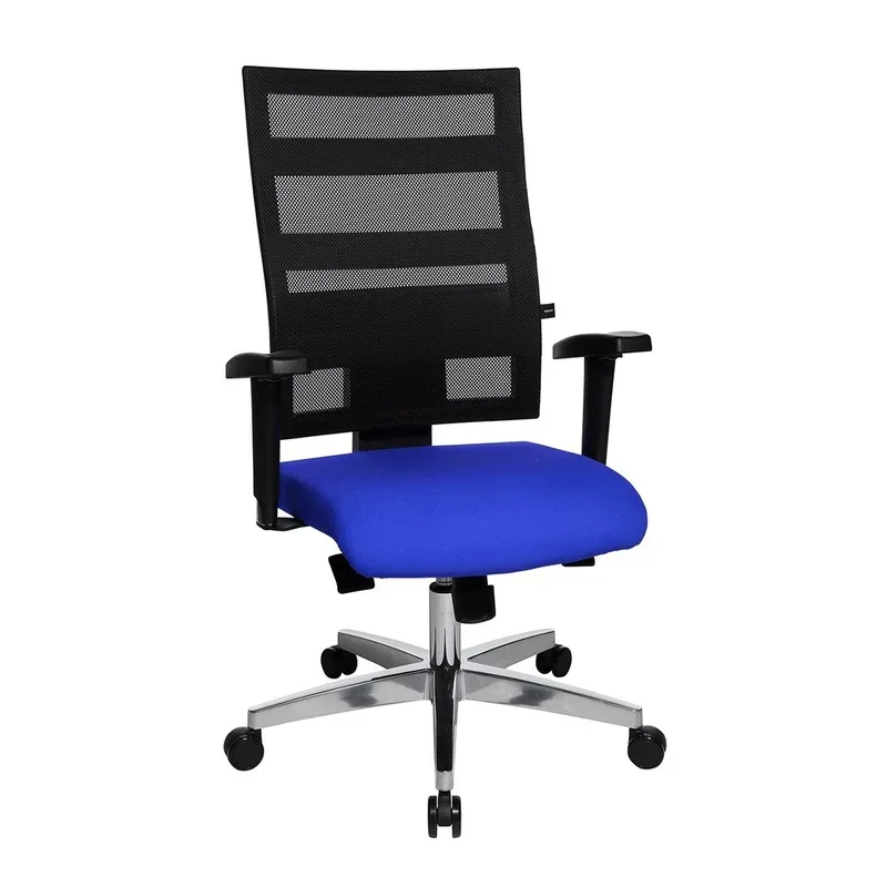 Office chair Topstar X-Pander with 1D armrests, Blue/Chrome-plated, New, Ergonomic chair - ideal for flexible working