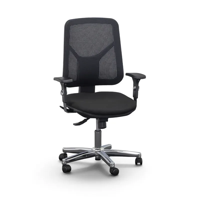 Office chair Topstar Chairzone Basic with 1D armrests, Black/Chrome-plated, New, Ergonomic chair - ideal for flexible working