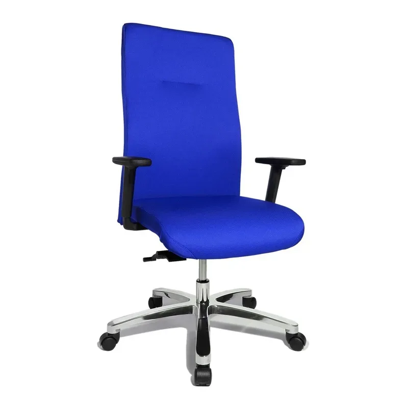 Office chair Topstar Big Star 20 with 2D armrests, Blue/Chrome-plated, New, Ergonomic chair - ideal for flexible working