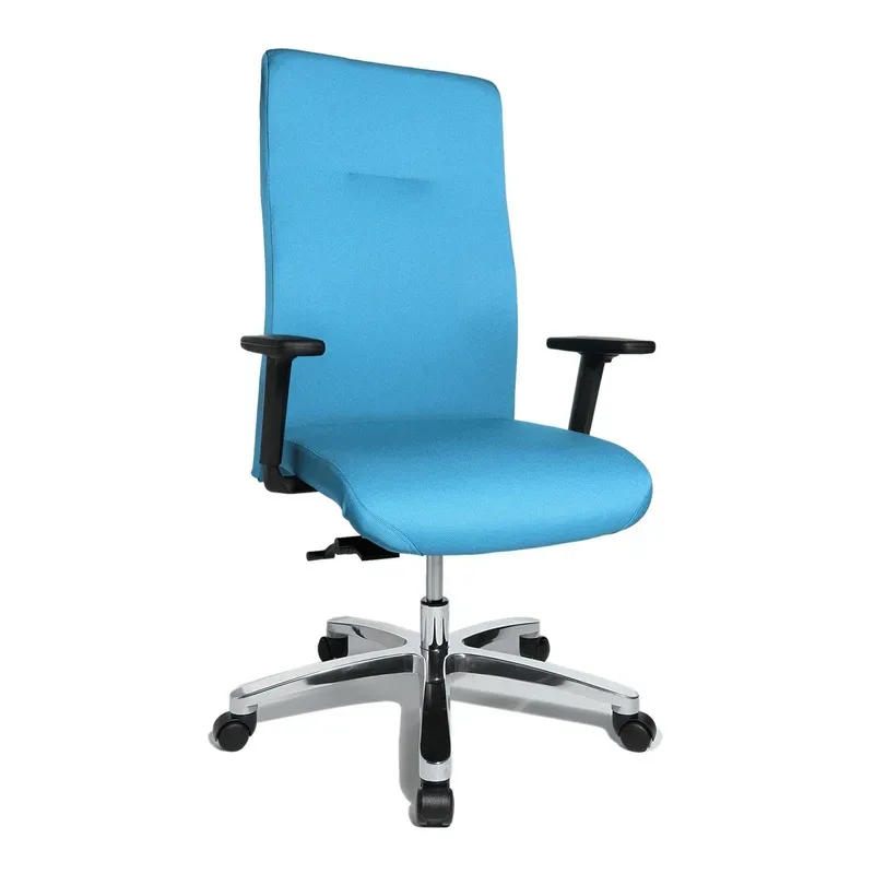 Office chair Topstar Big Star 20 with 2D armrests, Light blue/Chrome-plated, New, Ergonomic chair - ideal for flexible working