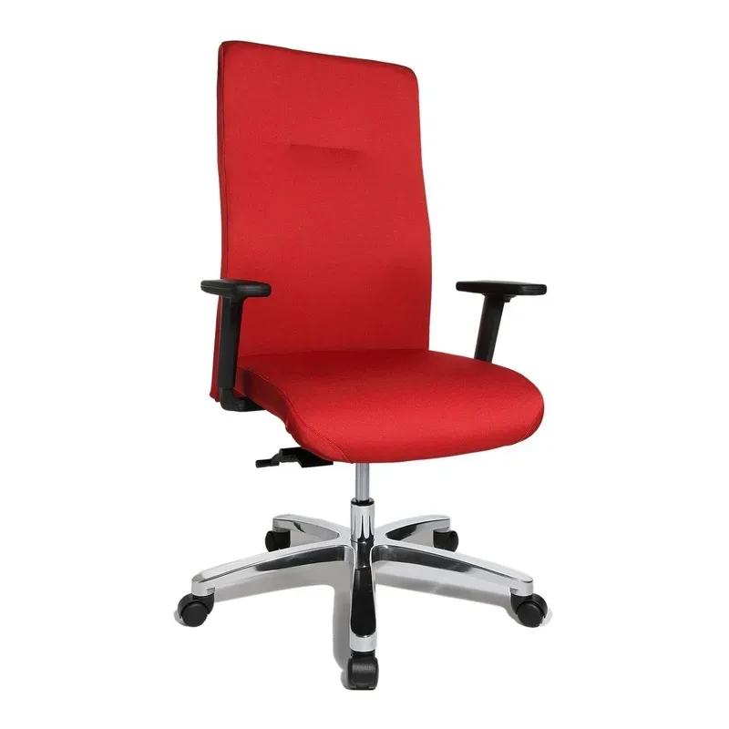 Office chair Topstar Big Star 20 with 2D armrests, Red/Chrome-plated, New, Ergonomic chair - ideal for flexible working
