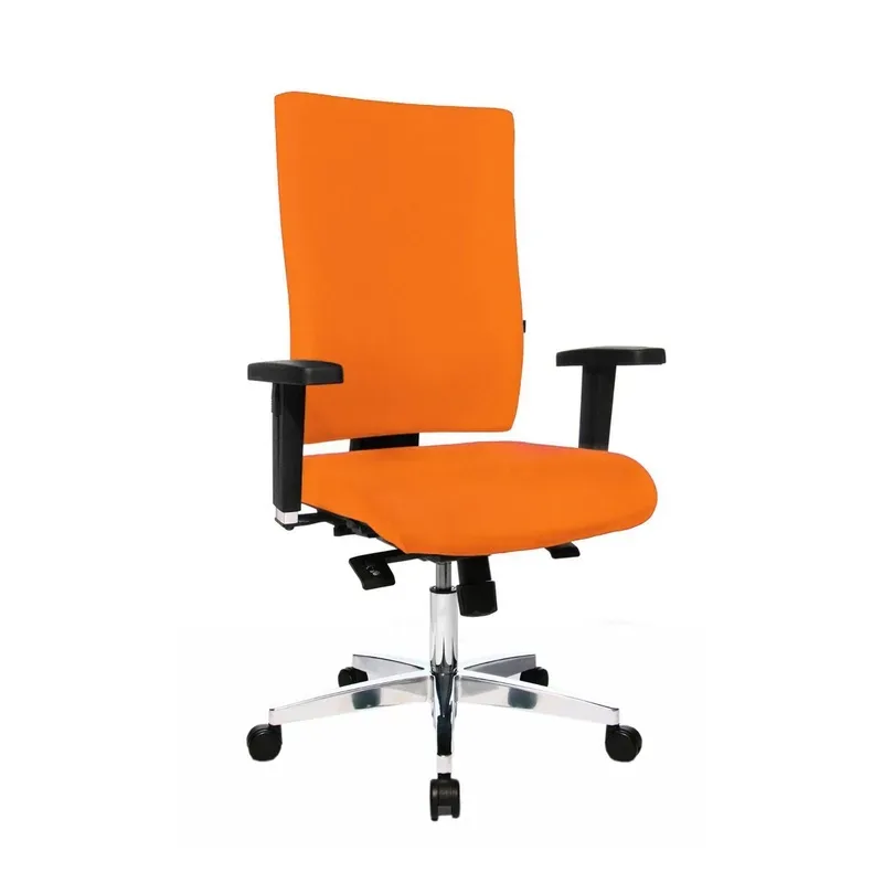 Office chair Topstar Light Star 20 X with 2D armrests, Orange/Chrome-plated, New, Ergonomic chair - ideal for flexible working