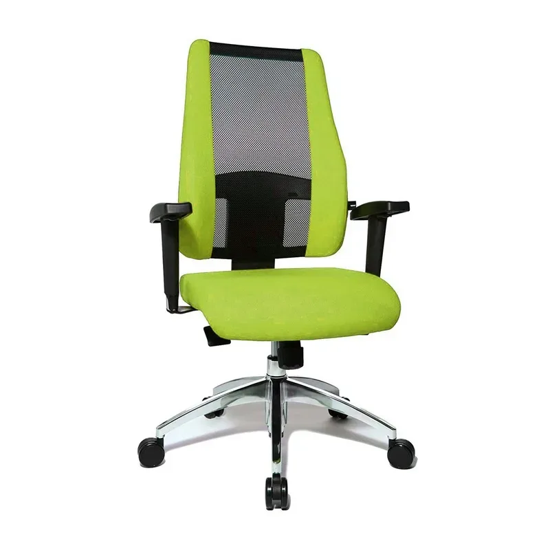 Topstar Air Syncro office chair with 1D armrests, Green/Chrome-plated, New, Ergonomic chair - ideal for flexible working