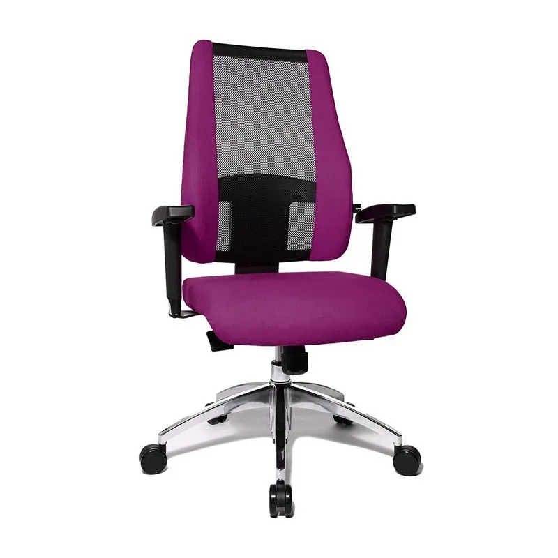 Topstar Air Syncro office chair with 1D armrests, Purple/Chrome-plated, New, Ergonomic chair - ideal for flexible working