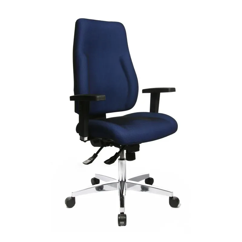 Office chair Topstar Medilux 91 with 2D armrests, Blue/Chrome-plated, New, Ergonomic chair - ideal for flexible working