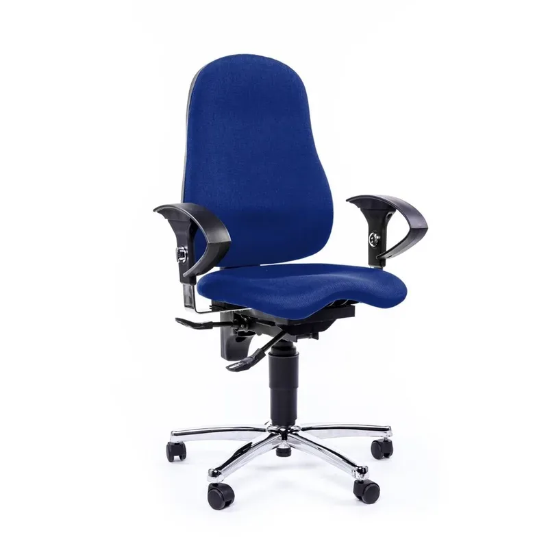 Office chair Topstar Sitness 10 with 1D armrests, Blue/Chrome-plated, New, Ergonomic chair - ideal for flexible working