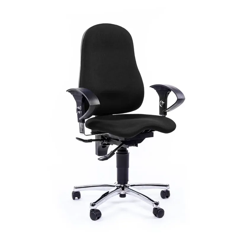 Office chair Topstar Sitness 10 with 1D armrests, Black/Chrome-plated, New, Ergonomic chair - ideal for flexible working