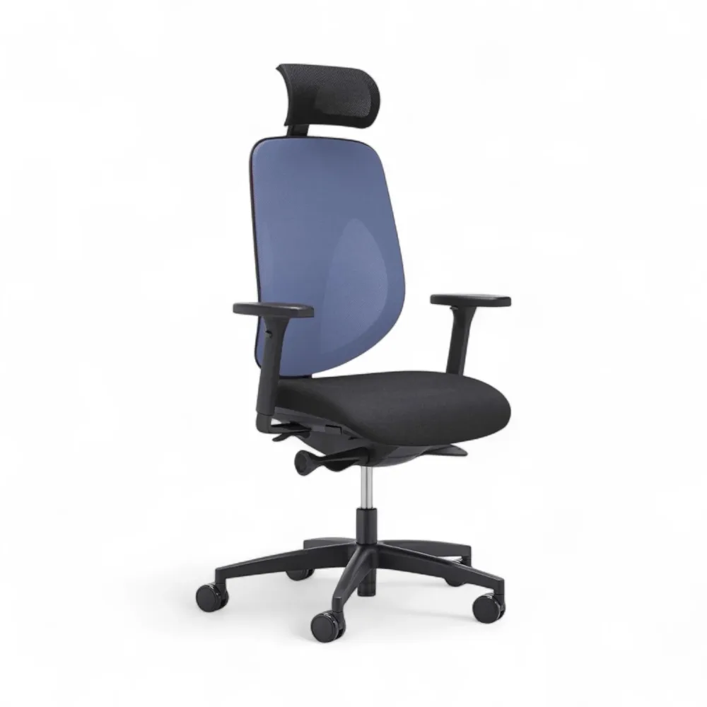 Bürostuhl Giroflex 353-4029 mit Kopfstütze & mit 2D Armlehnen Violett/Schwarz, Neu, Ergonomischer Stuhl - ideal für flexibles Arbeiten