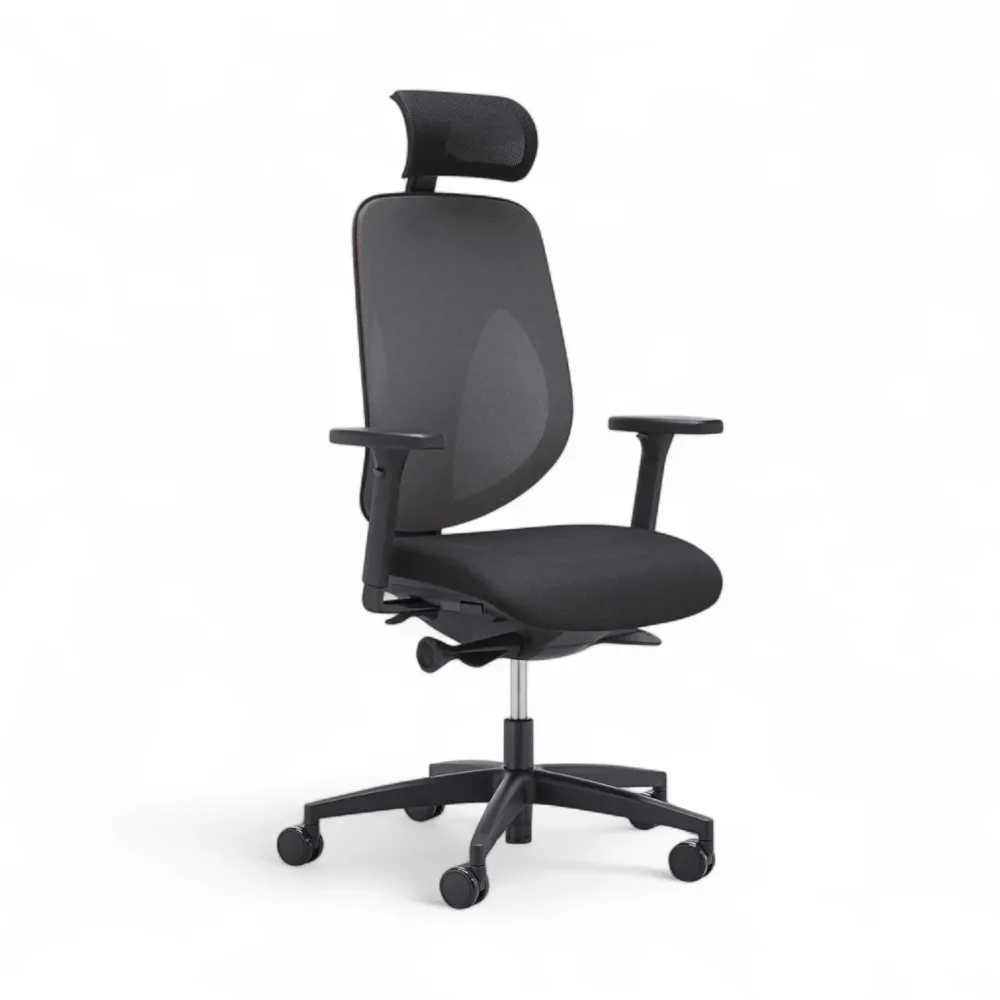 Bürostuhl Giroflex 353-4029 mit Kopfstütze & mit 2D Armlehnen Grau/Schwarz, Neu, Ergonomischer Stuhl - ideal für flexibles Arbeiten