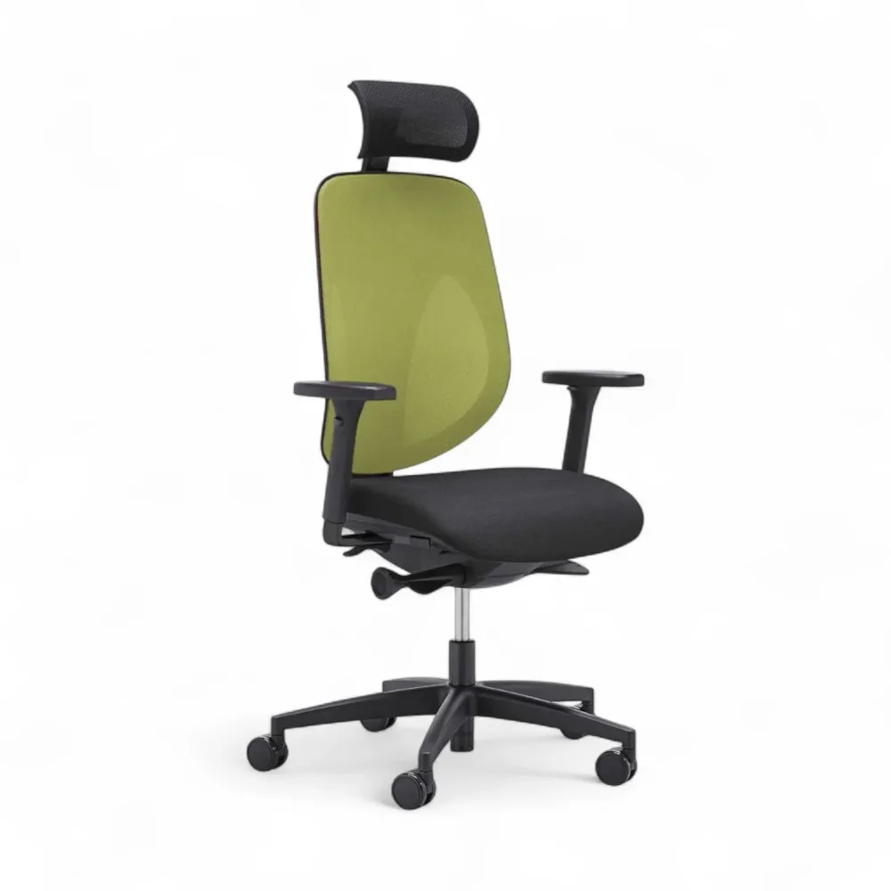 Bürostuhl Giroflex 353-4029 mit Kopfstütze & mit 2D Armlehnen Grün/Schwarz, Neu, Ergonomischer Stuhl - ideal für flexibles Arbeiten