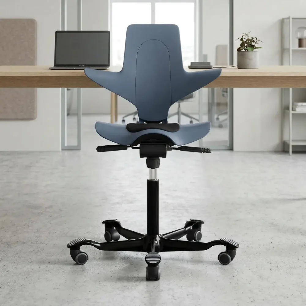 Sattelstuhl HAG Capisco Puls 8010 ohne Armlehnen, Blau/Schwarz, Neu, Ergonomischer Stuhl - ideal für flexibles Arbeiten