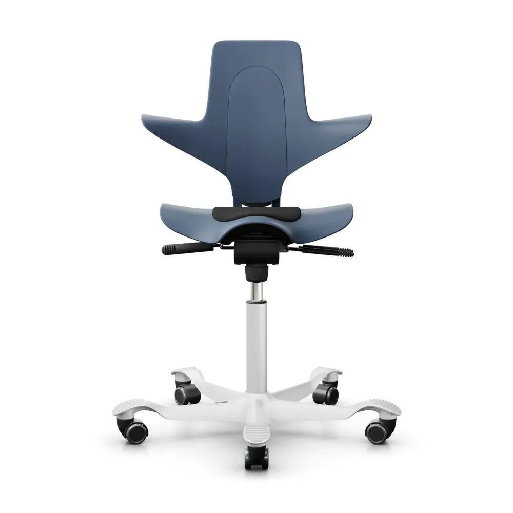 Sattelstuhl HAG Capisco Puls 8010 ohne Armlehnen, Blau/Weiss, Neu, Ergonomischer Stuhl - ideal für flexibles Arbeiten