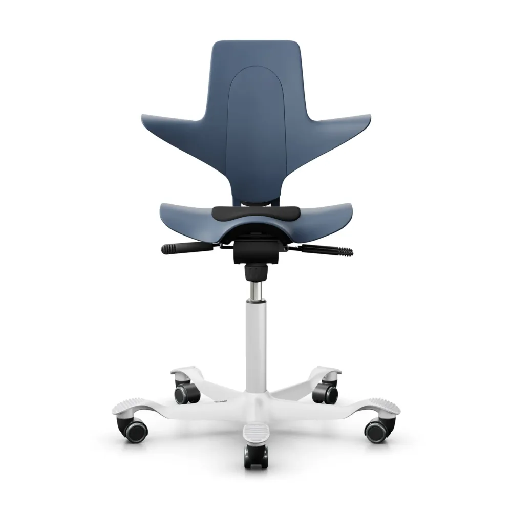 Sattelstuhl HAG Capisco Puls 8010 ohne Armlehnen, Blau/Weiss, Neu, Ergonomischer Stuhl - ideal für flexibles Arbeiten
