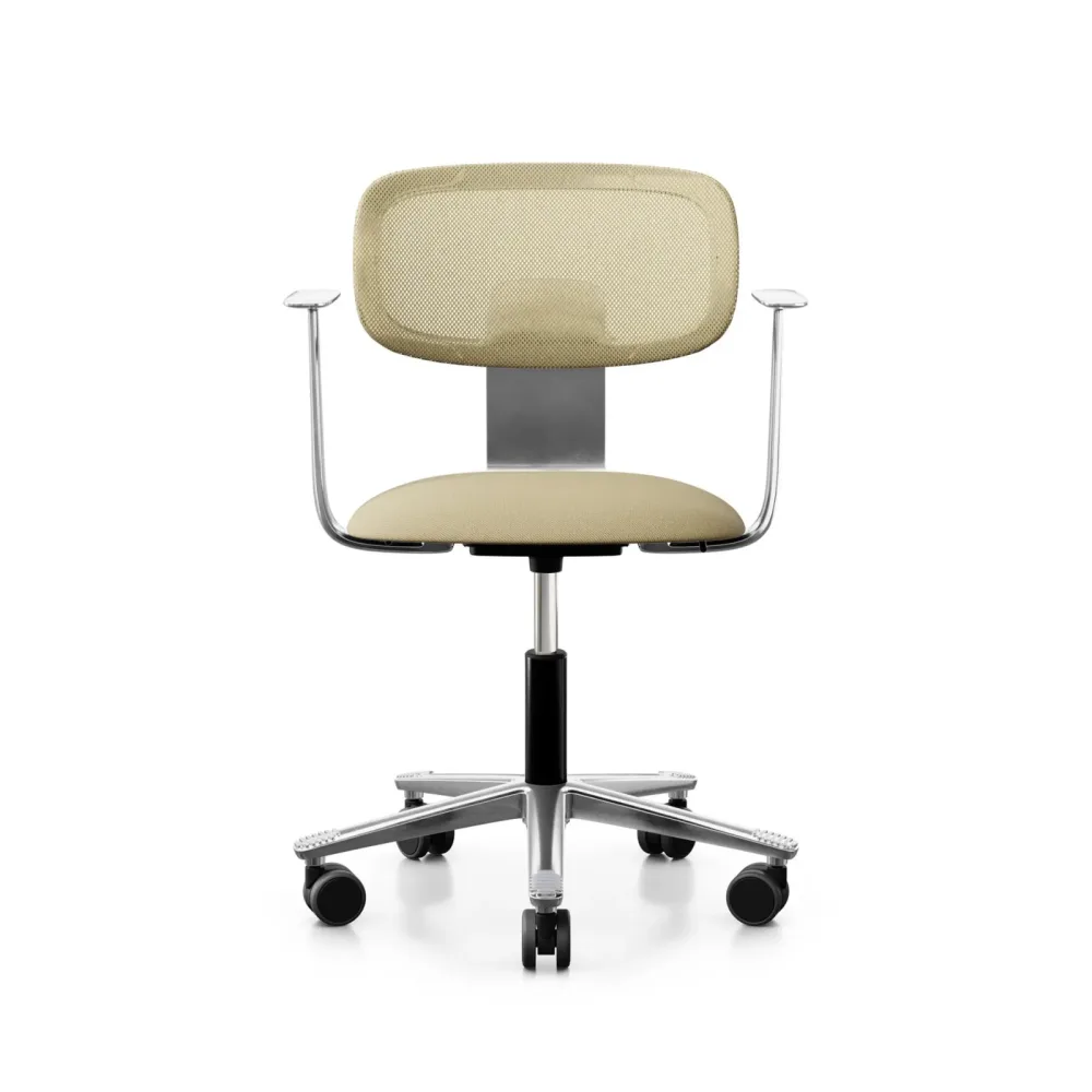 Arbeitsstuhl HAG Tion 2340 Mesh mit Fixarmlehnen, Gelb/Verchromt, Neu, Ergonomischer Stuhl - ideal für flexibles Arbeiten