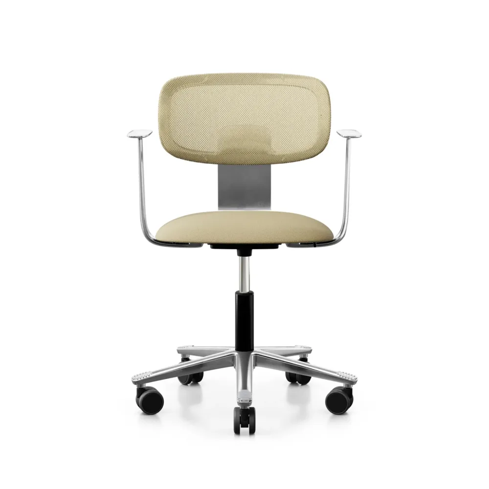 Arbeitsstuhl HAG Tion 2340 Mesh mit Fixarmlehnen, Gelb/Verchromt, Neu, Ergonomischer Stuhl - ideal für flexibles Arbeiten