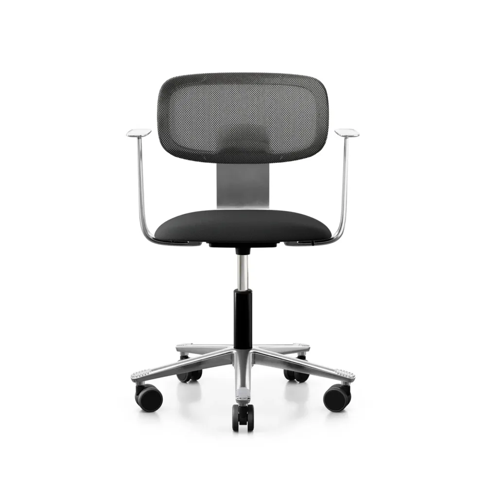 Arbeitsstuhl HAG Tion 2340 Mesh mit Fixarmlehnen, Schwarz/Verchromt, Neu, Ergonomischer Stuhl - ideal für flexibles Arbeiten