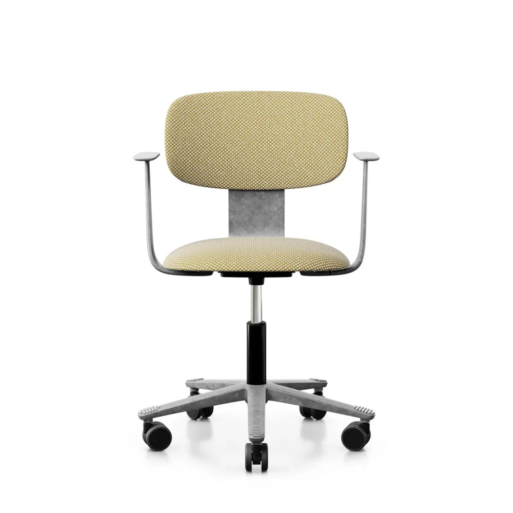 Arbeitsstuhl HAG Tion 2160 mit Fixarmlehnen, Gelb/Silbergrau, Neu, Ergonomischer Stuhl - ideal für flexibles Arbeiten