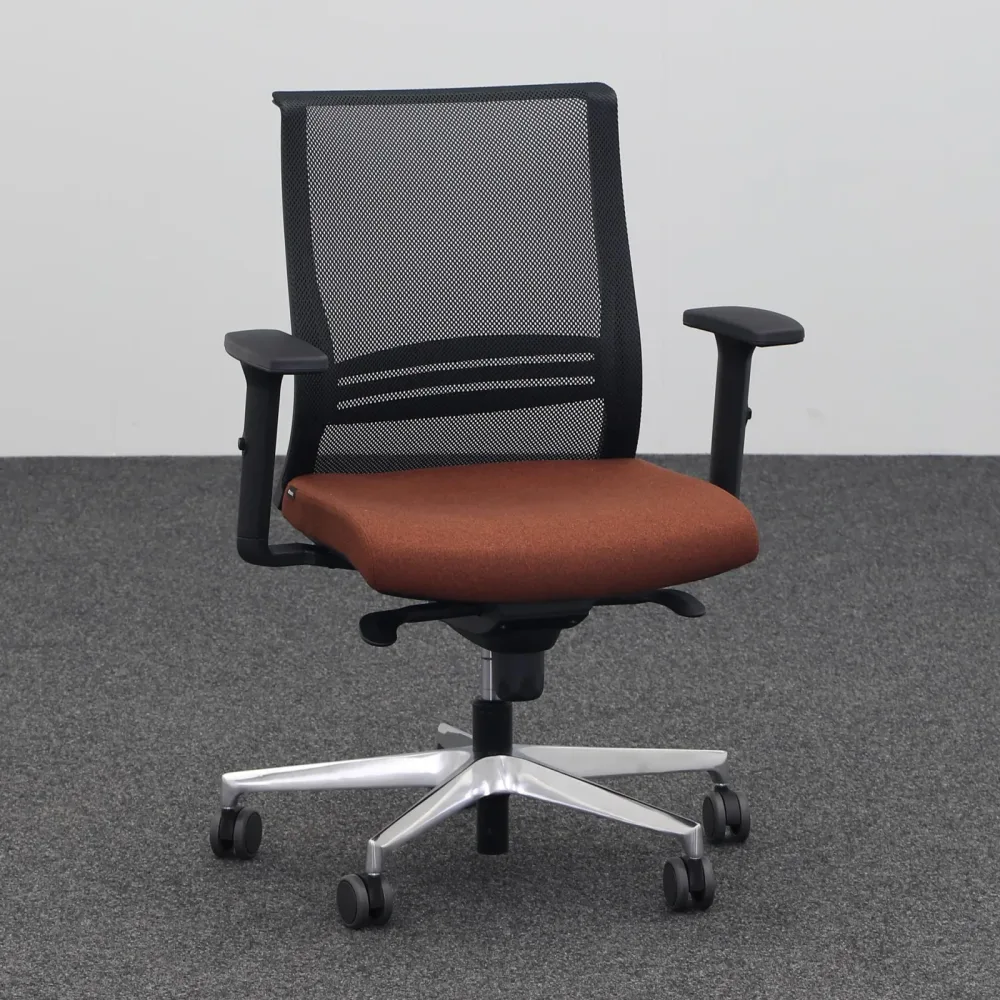 Bürodrehstuhl Bralco YES mit 1D Armlehnen, Braun, Neu, Ergonomischer Stuhl - ideal für flexibles Arbeiten