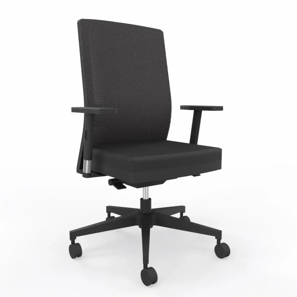 Bürodrehstuhl LAS HELLO mit 1D Armlehnen, Schwarz, Neu, Ergonomischer Stuhl - ideal für flexibles Arbeiten