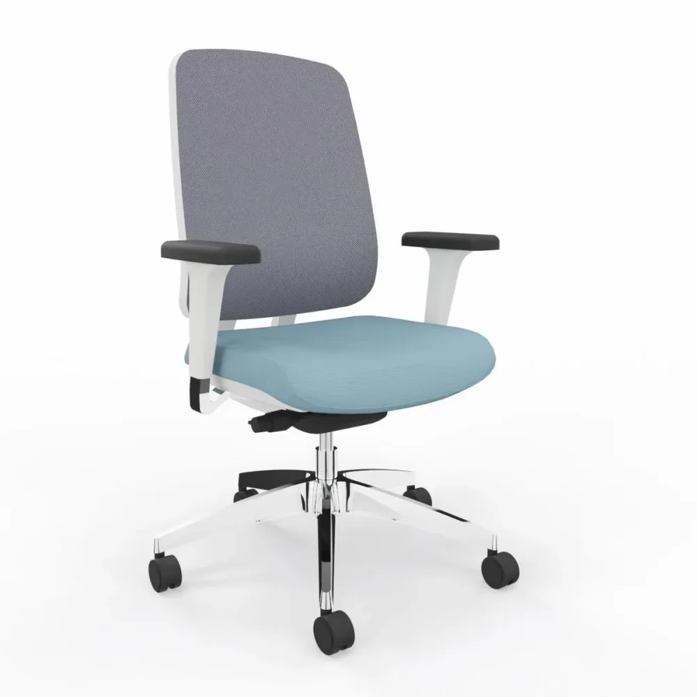 Bürodrehstuhl LAS OSCAR mit 1D Armlehnen, Blau, Neu, Ergonomischer Stuhl - ideal für flexibles Arbeiten