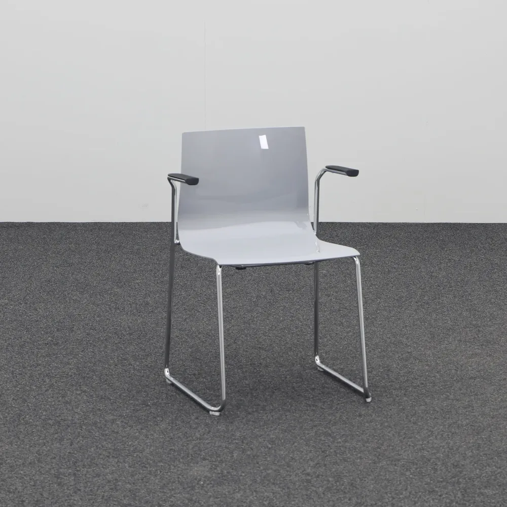 Kufenstühle Moving Chairs Slim Techno Grau mit Fixarmlehnen, Neu - Komfortables Sitzen