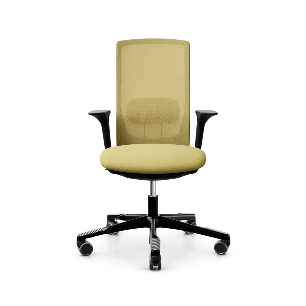 Bürodrehstuhl HAG Futu Mesh 1100-S mit 2D Armlehnen, Gelb, Neu, Ergonomischer Stuhl - ideal für flexibles Arbeiten